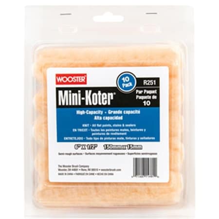 Wooster Wooster R251-6 6 x 0.5 in. Mini-Koter High-Capacity Roller; Pack of 10 71497189684